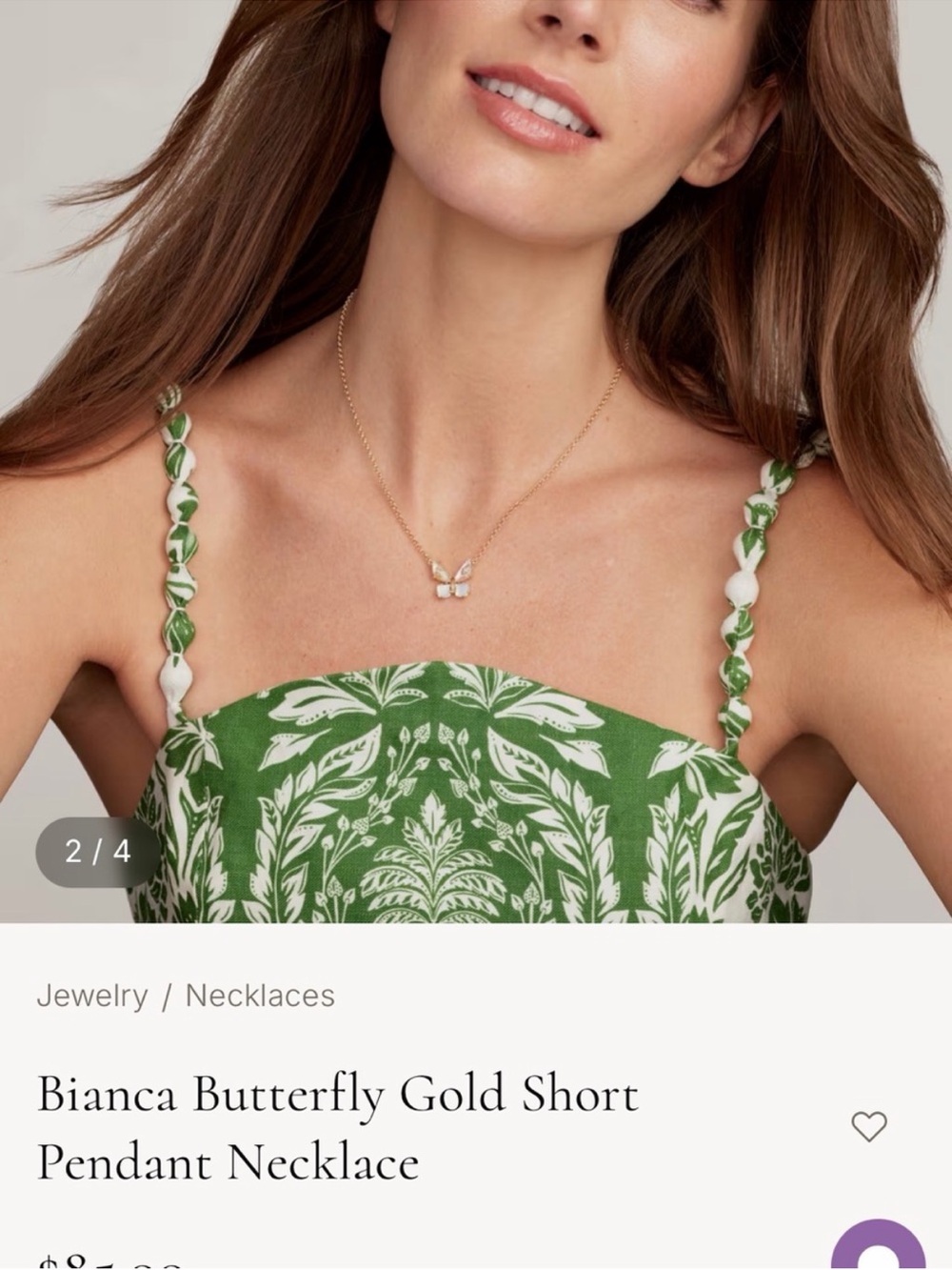 🦋Kendra Scott Bianca Butterfly Necklace in Gold - Picture 2 of 5